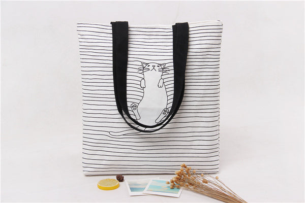 Cat Nap Canvas Shoulder Bag