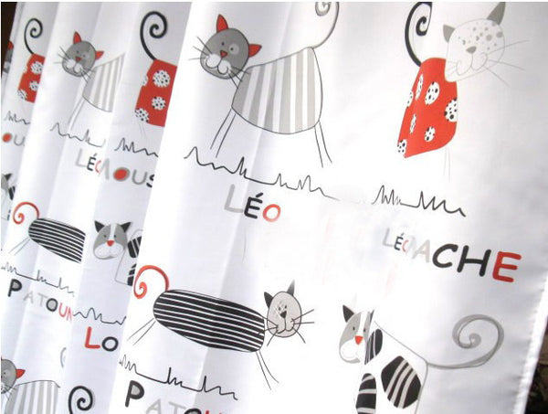 Multiple Size Cute Cat Bathroom Shower Curtains with FREE hooks